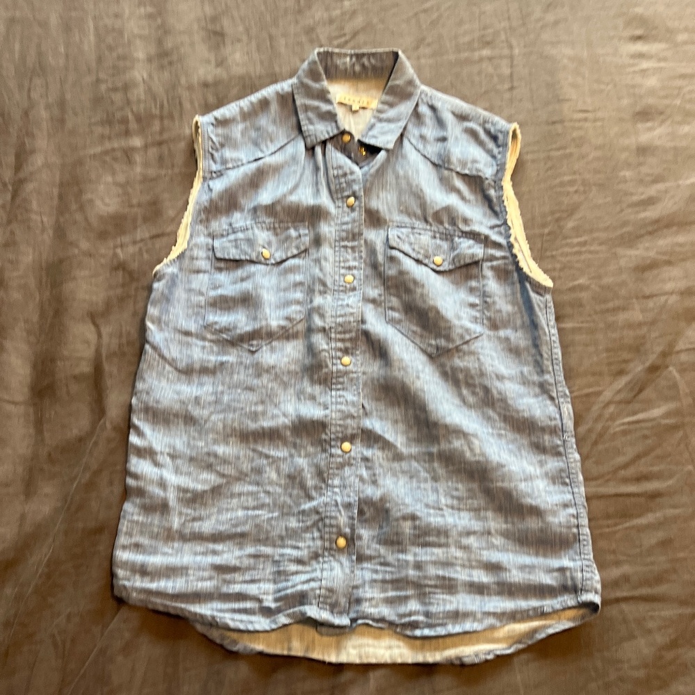 Denim button down tank top by Sandro